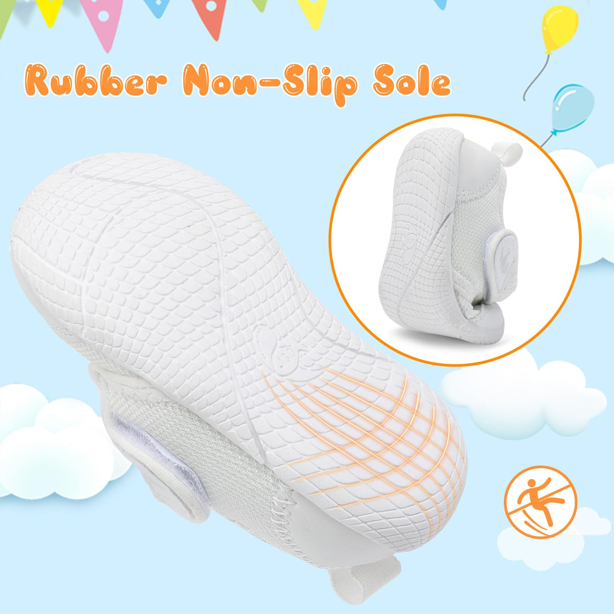 FEETCITY Baby Boy Girl Non-Skid Indoor Infant Walking Shoes Breathable Warm Elastic Sock Shoes with Memory Sole Protect Toes Outdoor Sneakers Flowers