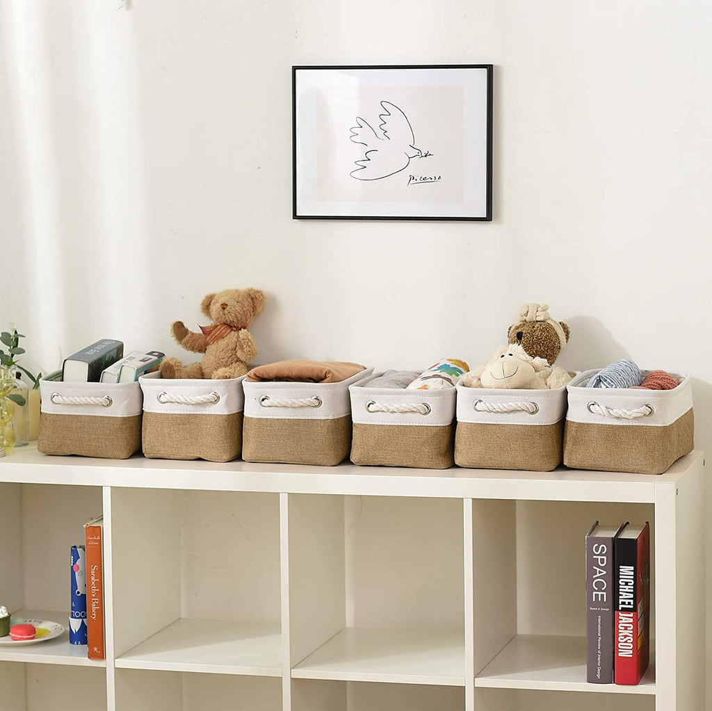 Sacyic Small Baskets for Organizing, [6 PCS] Collapsible Storage Baskets for Shelves, Storage Bins Boxes Cubes for Clothes Books