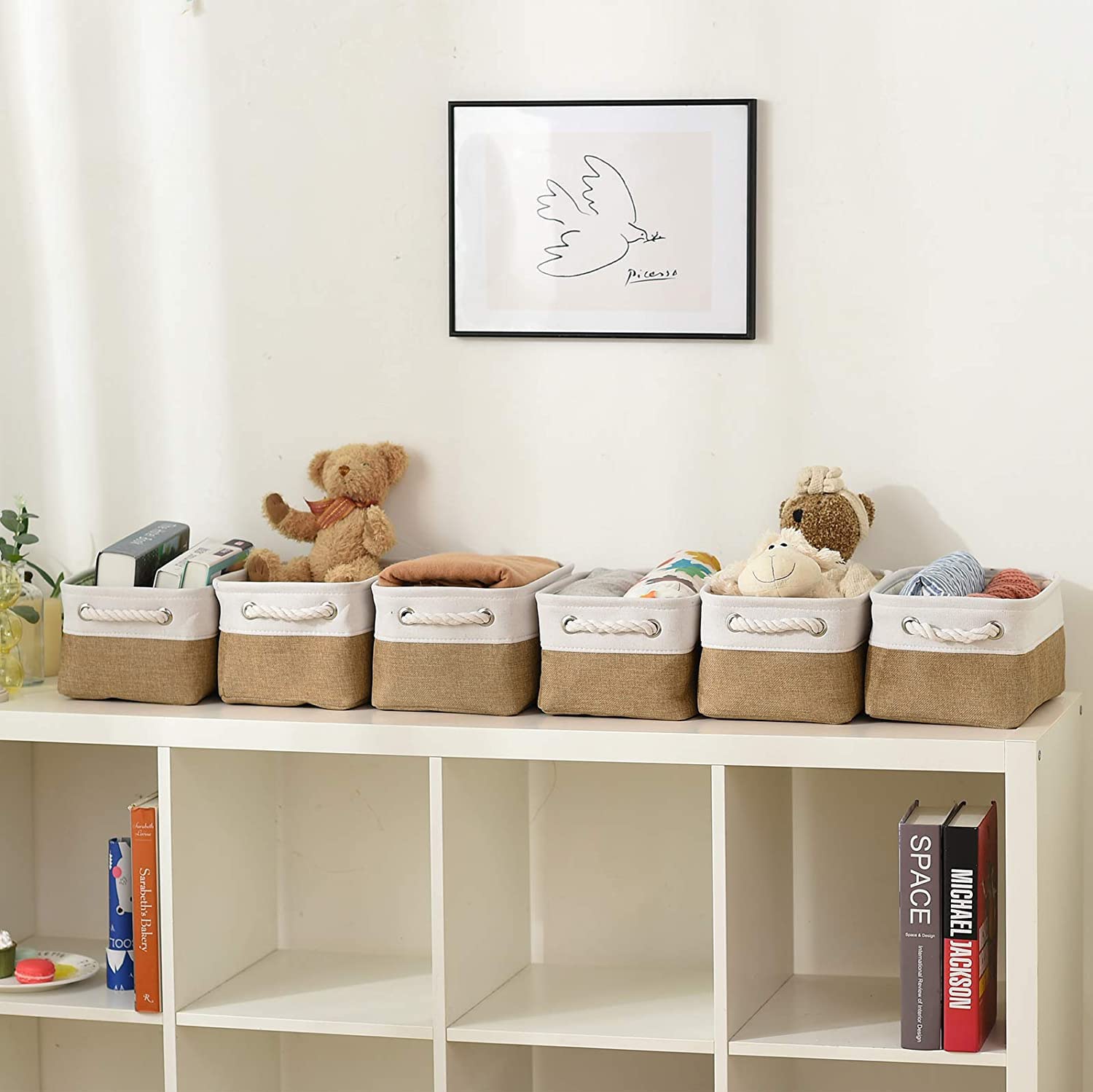 Sacyic Small Baskets for Organizing, [6 PCS] Collapsible Storage Baskets for Shelves, Storage Bins Boxes Cubes for Clothes Books