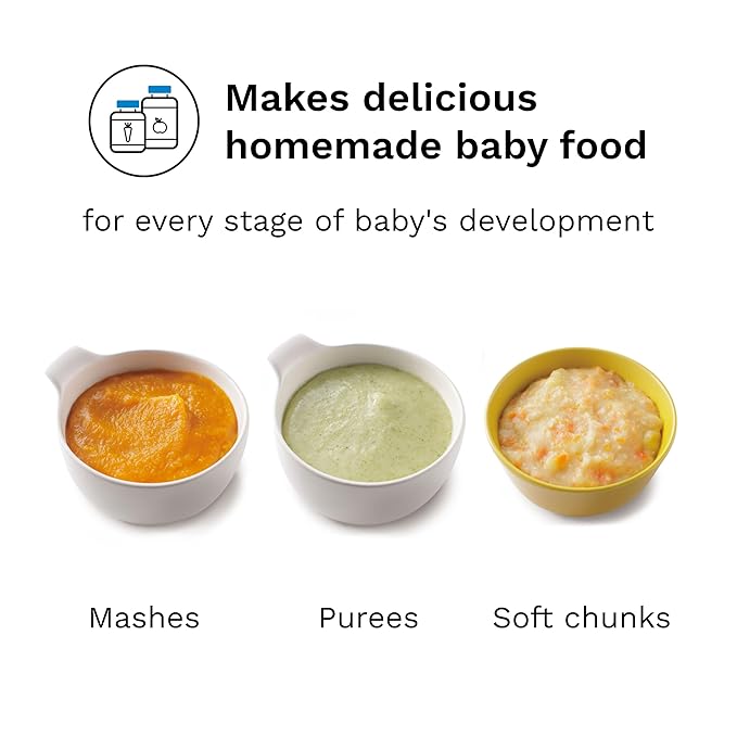 Baby Brezza One Step Baby Food Maker Deluxe – Auto shut Off, Dishwasher Safe Cooker and Blender to Steam + Puree Organic Food for Infants + Toddlers - Set of 3 Pouches + 3 Funnels