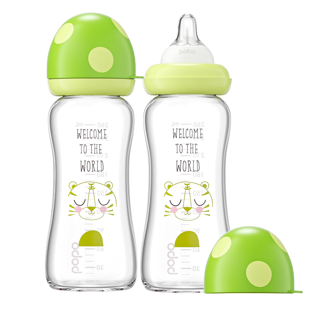 YOHKOH Natural Glass Baby Bottles, 8.8oz Red-A 4‑Pack