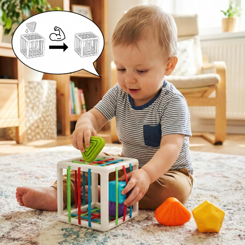 Aprilwolf Montessori Sensory Cube Toy for Toddlers