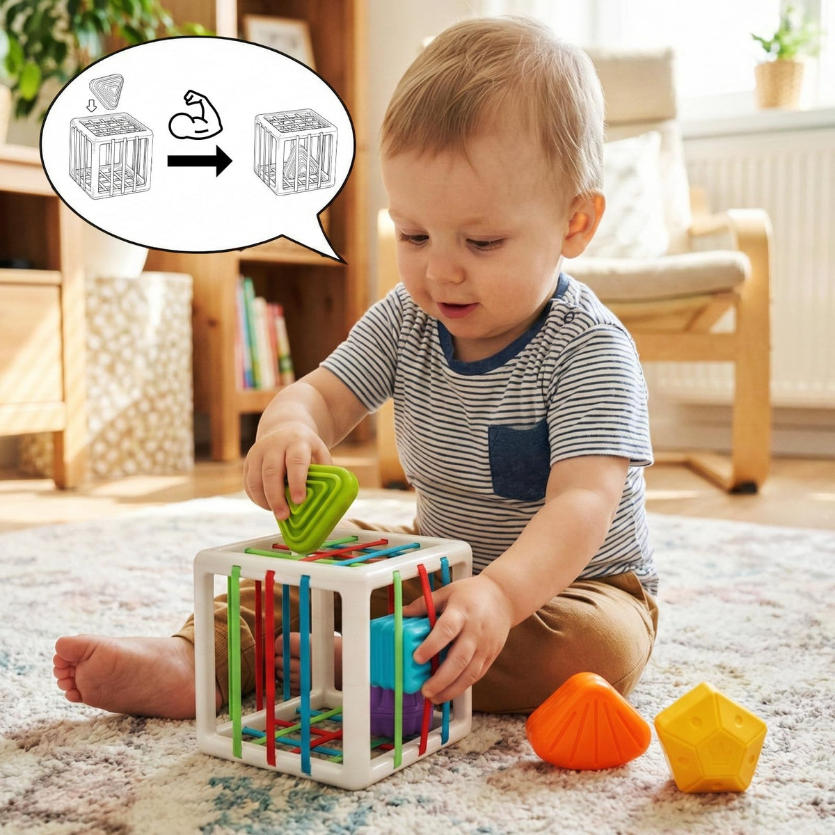 Aprilwolf Montessori Sensory Cube Toy for Toddlers