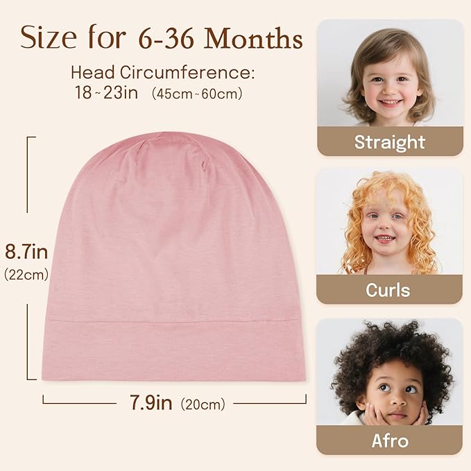 OLESILK Silk Toddler Bonnet 6-36 Months: 100% Mulberry Silk & Modal, Anti-Frizz for Curly Hair, Adjustable Fit Growing Baby