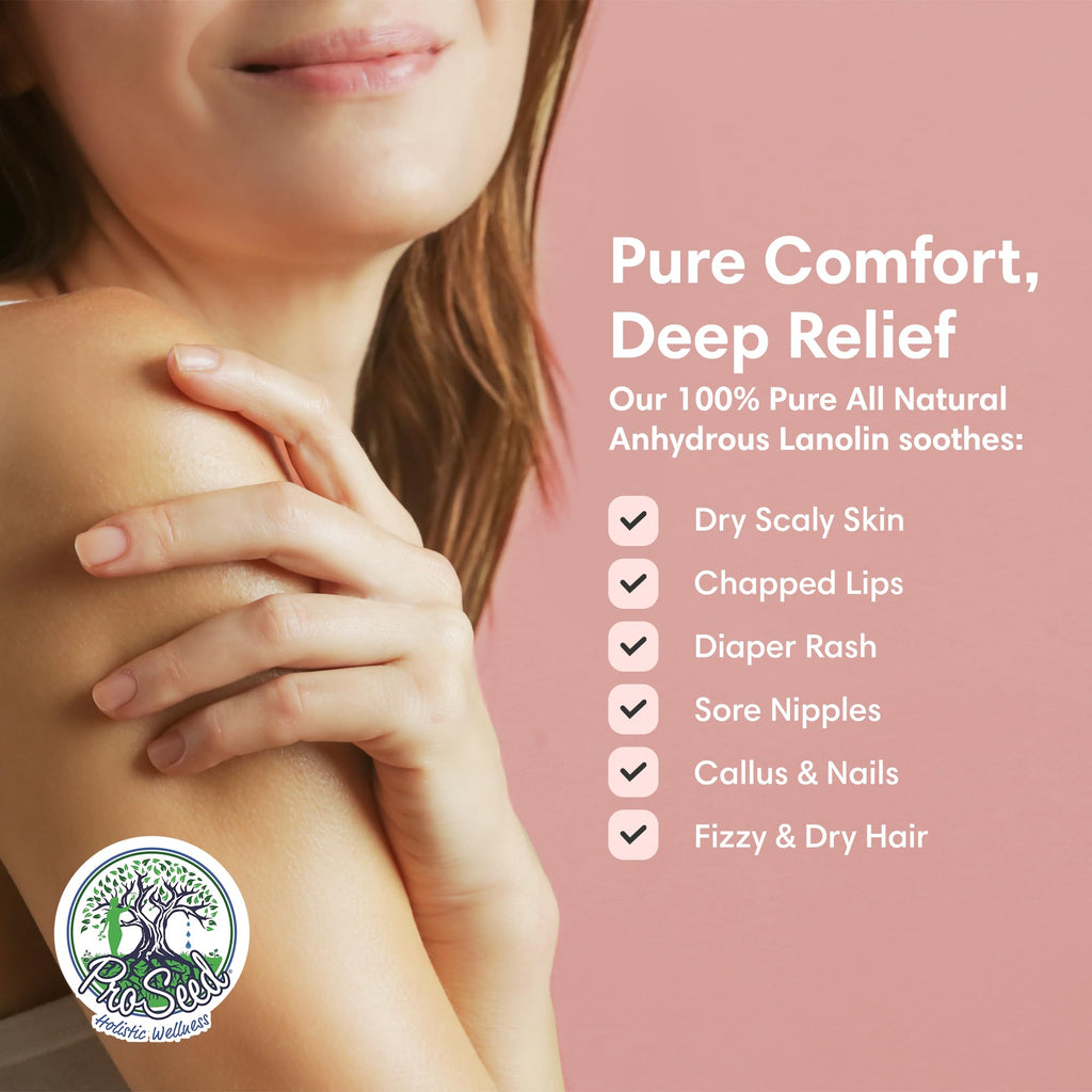 ProSeed Handmade Pure Lanolin Cream – Unrefined Balm for Moms, Baby Care & Nursing – Gentle Moisturizer for Dry Skin, Lips, Hands & Face – Petroleum-Free, 8oz