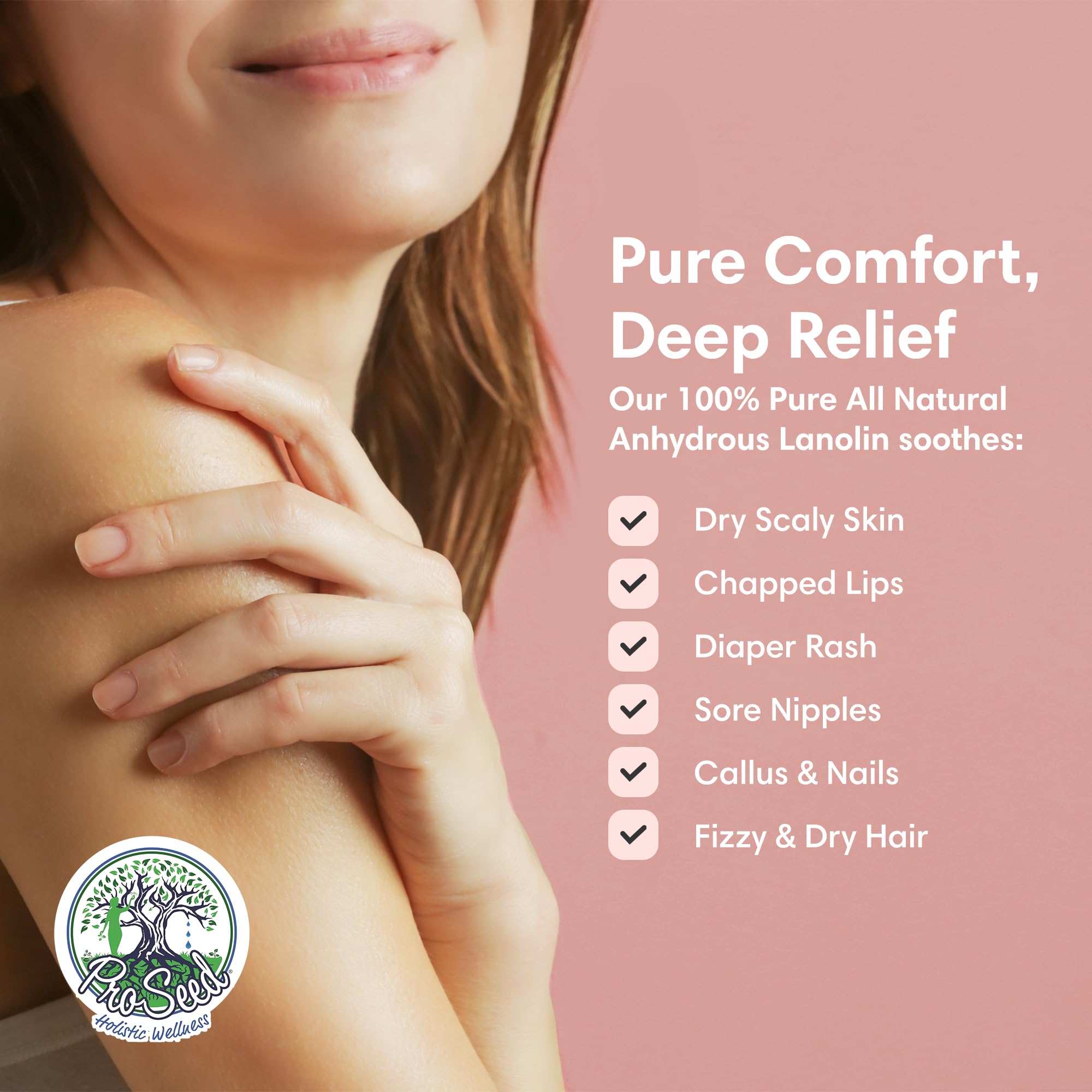 ProSeed Handmade Pure Lanolin Cream – Unrefined Balm for Moms, Baby Care & Nursing – Gentle Moisturizer for Dry Skin, Lips, Hands & Face – Petroleum-Free, 8oz