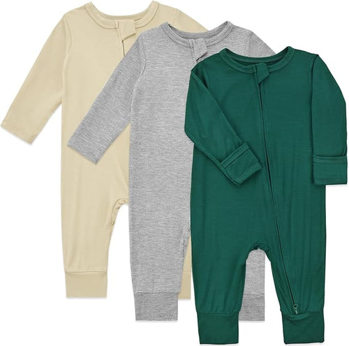 Aablexema Baby Footless Pajamas Rayon of Bamboo Romper(Grey Khaki,18-24M)