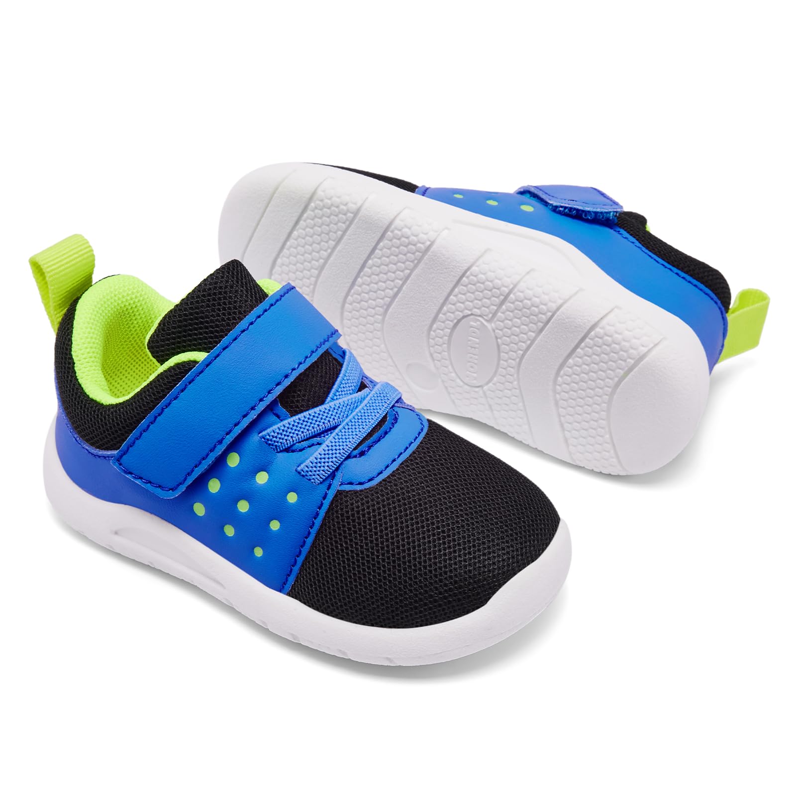 MORENDL Toddler Baby Shoes 0-4 Years Boy Girl Lightweight Breathable Non-Slip Sports Sneakers Running Walking Tennis Barefoot Shoes Black Blue 6-9Months