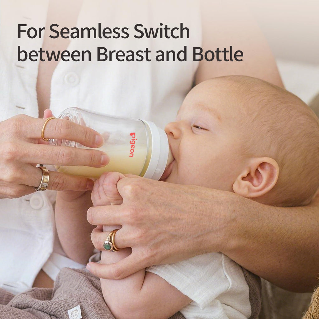Pigeon Silicone Coating Baby Bottle Feeding Gift Set, Wide Neck