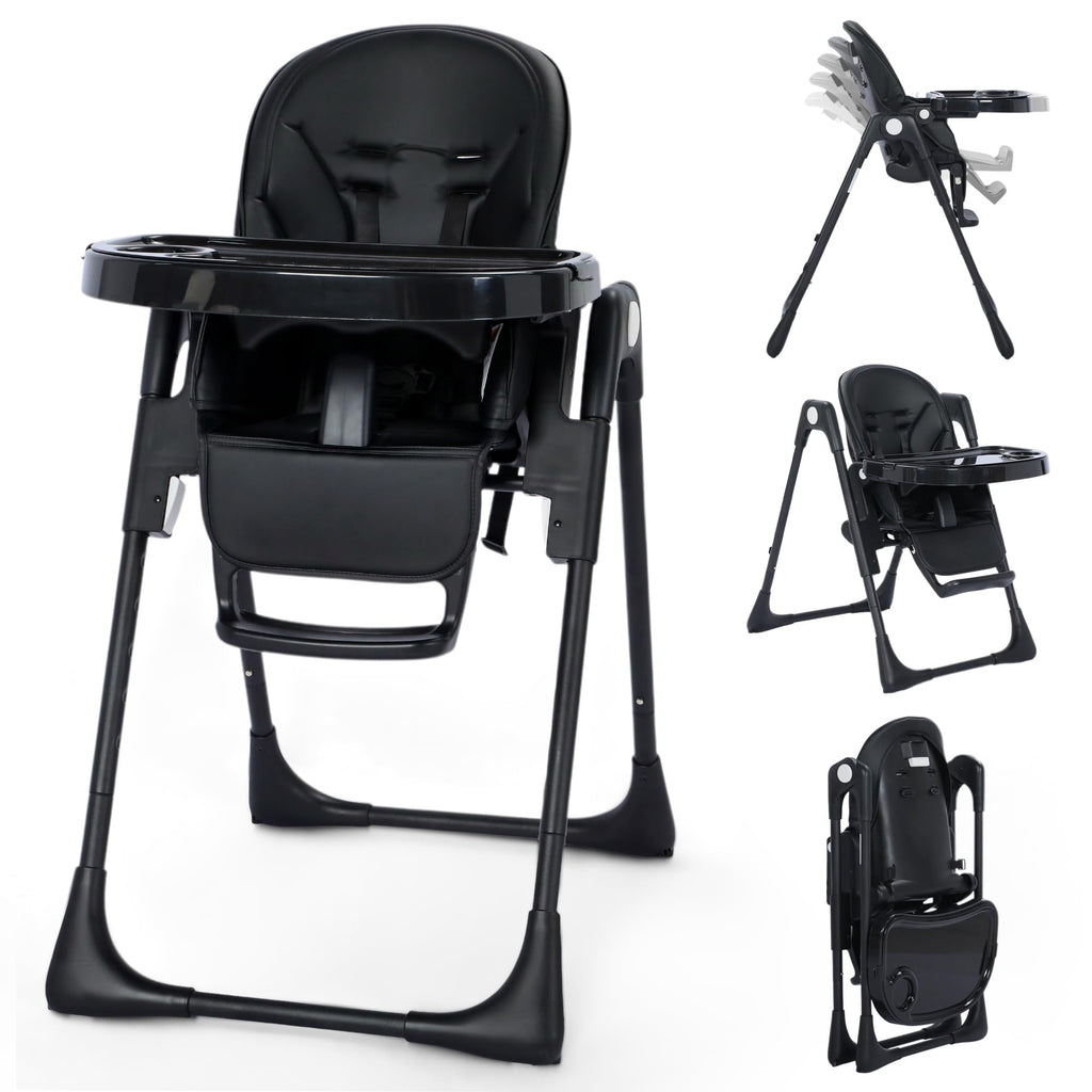 Kinder King Foldable High Chair for Babies and Toddlers, Reclining Seat