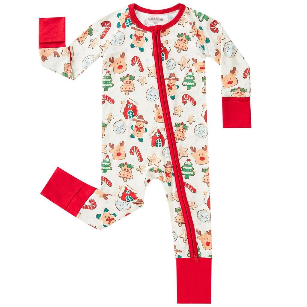 pureborn Baby Sleeper Viscose from Bamboo Zipper Footies Christmas 12-18M