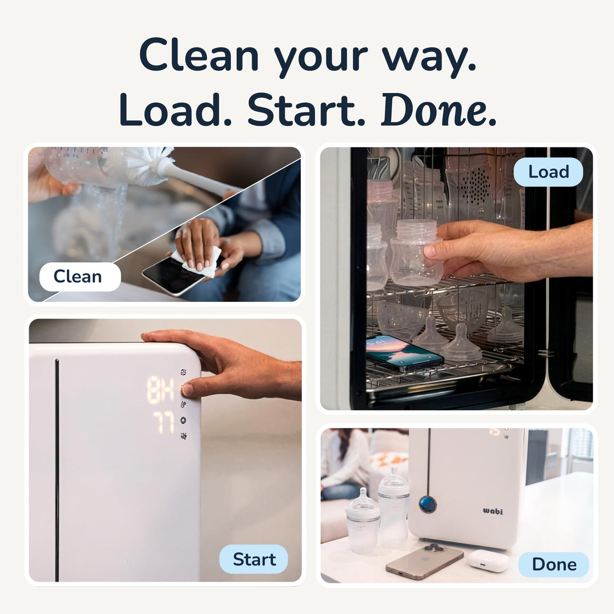 Wabi UVC LED Sanitizer & Dryer Ultra (White + Gunmetal Trim)