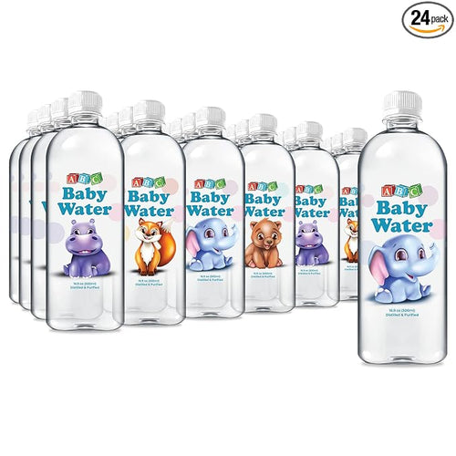 ABC Baby Water Premium Distilled Water for Babies - Healthy Purified 16.9 oz Bottles - Formula, Cereal, Milk, Daily Drinking - 12 Pack