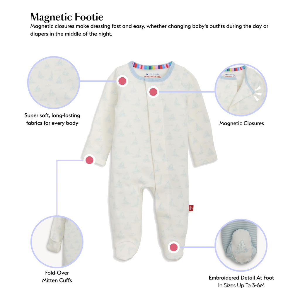 Magnetic Me Boys Modal Magnetic Baby Footie Pajamas | Silky Soft Modal Fabric | Symphony Blue | 9-12 Months