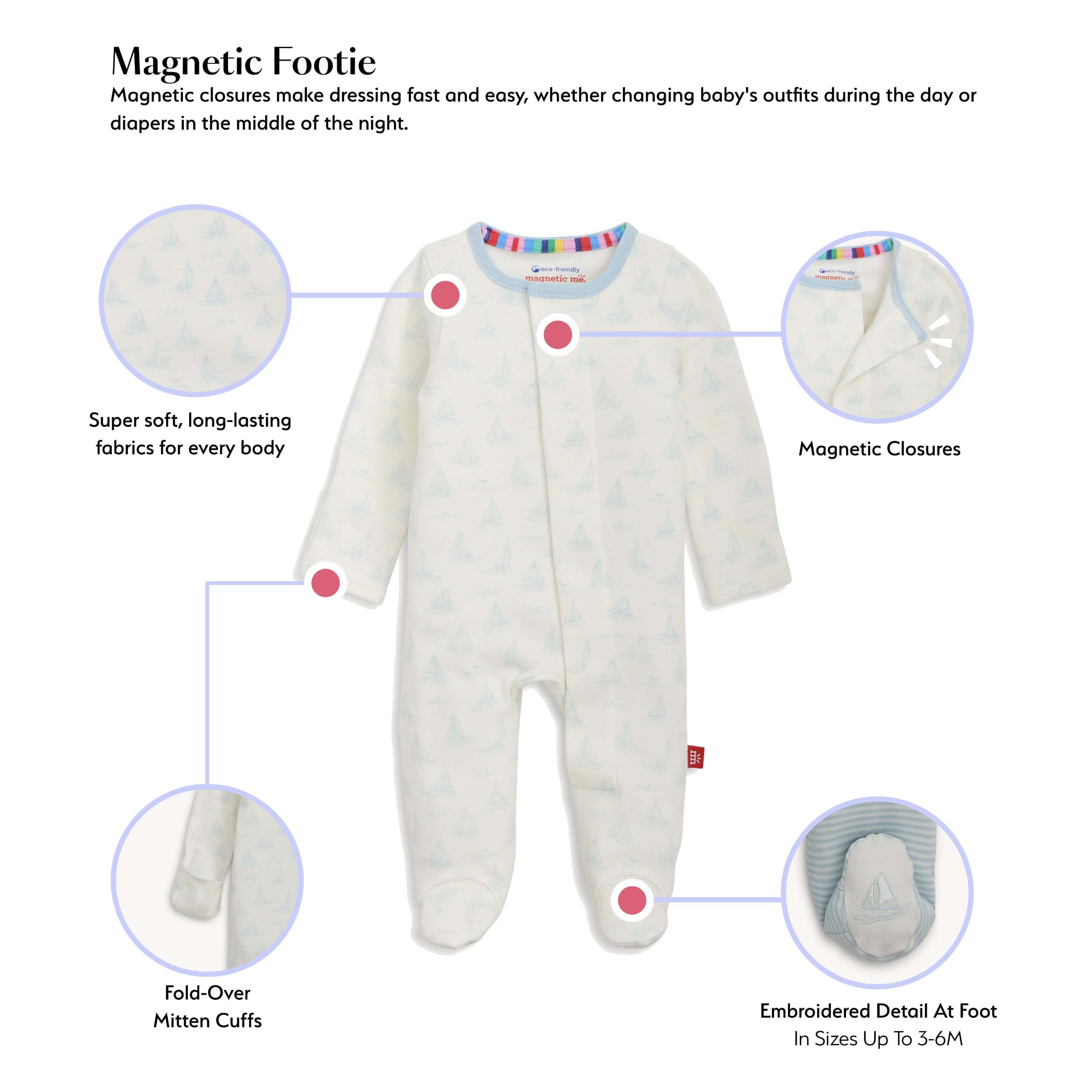 Magnetic Me Girls Modal Magnetic Baby Footie Pajamas | Silky Soft Modal Fabric | Elderberry | 0-3 Months