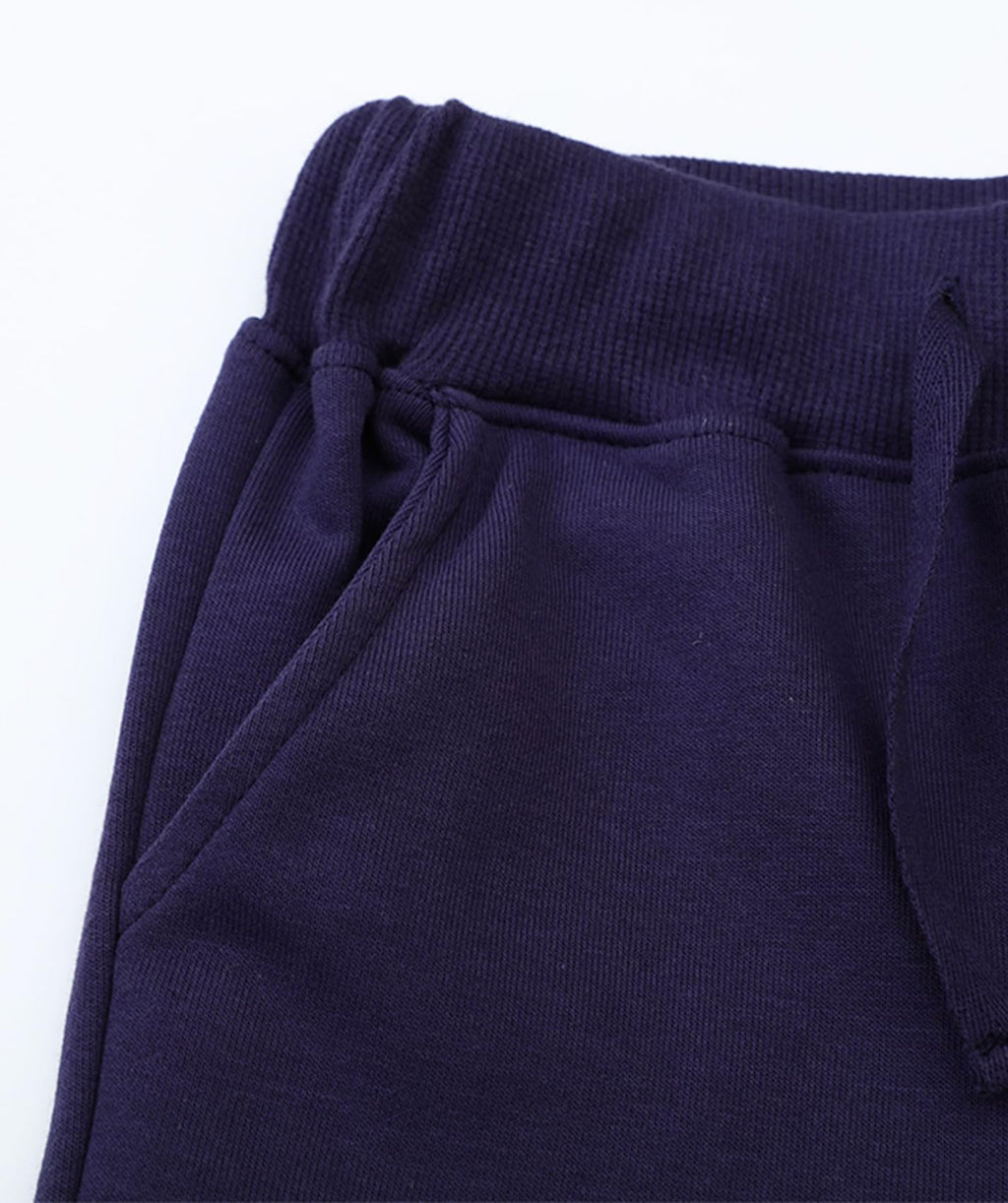 LOKTARC 2 Pack Toddler Boys Pants Drawstring Sweatpants Kids Active Cotton Jogger Pants Navy Excavator + Rocket 4-5Years
