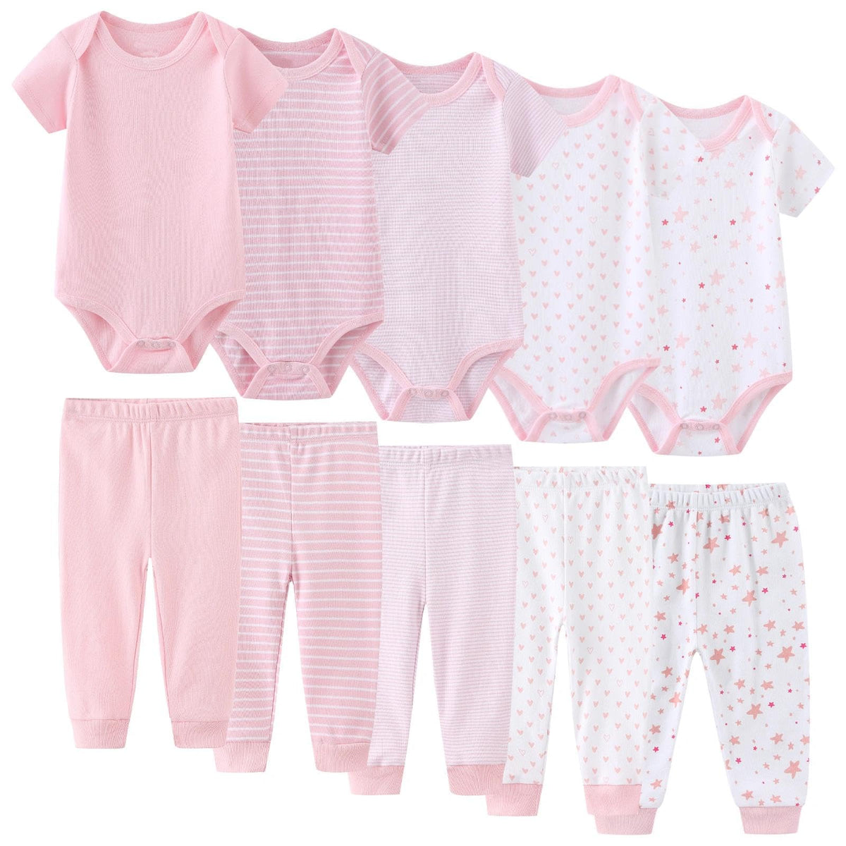 JELYLOVE 10 Pack Baby Boy Girl Bodysuits And Pants Sets New Born Outfits