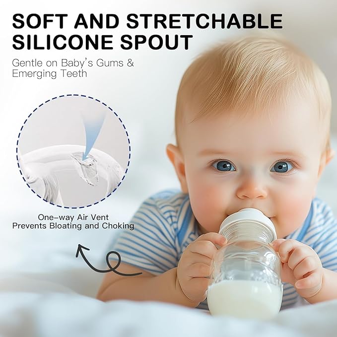 Spout Sippy Cup Conversion Kit for Philips Avent Natural Baby Bottles, Soft top and Weighted Transition Cup Kit with Handles, Pack of 6