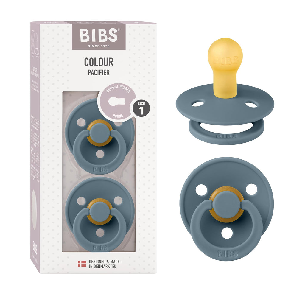 BIBS Pacifiers Colour Collection | Natural Rubber Baby Pacifier | Set of 2 BPA-Free Soothers | Made in Denmark | 18+ Months (Pack of 2) | Sage Night/Cloud Night