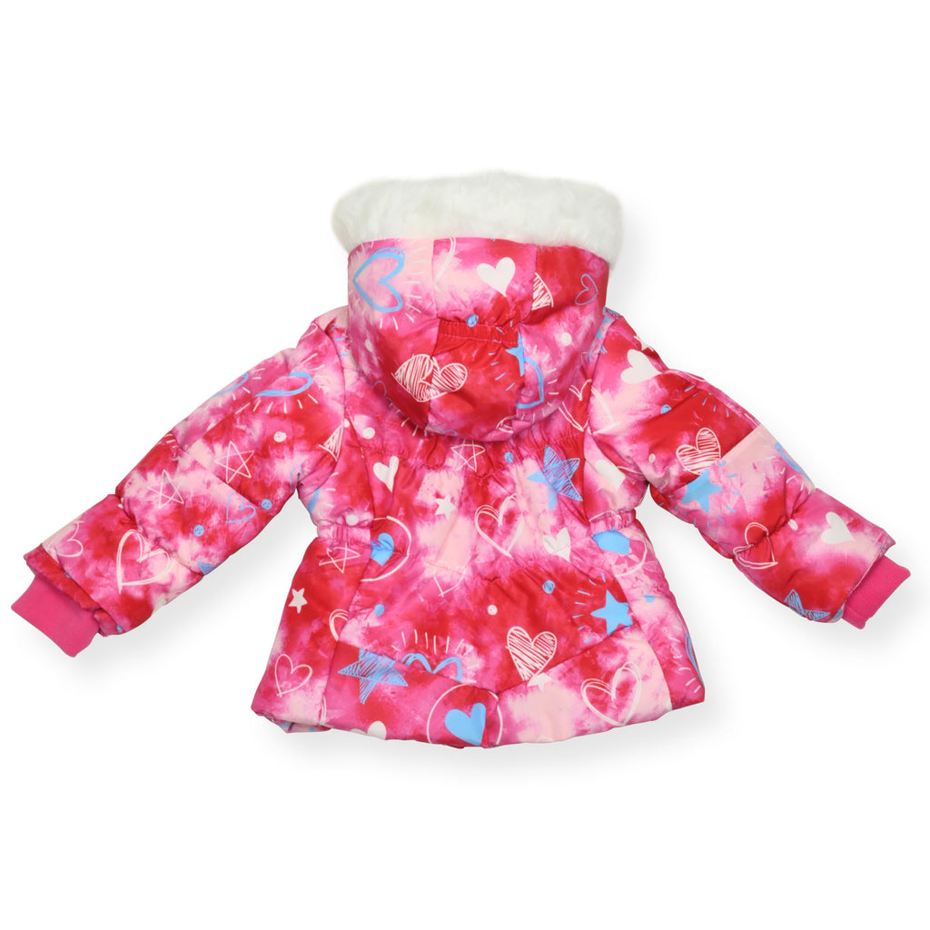 Arctic Quest Girls' Bib Snow Pants and Ski Jacket Water-Resistant Snowsuit For Kids Winter Hooded Jacket, Intense Pink 4, 6X