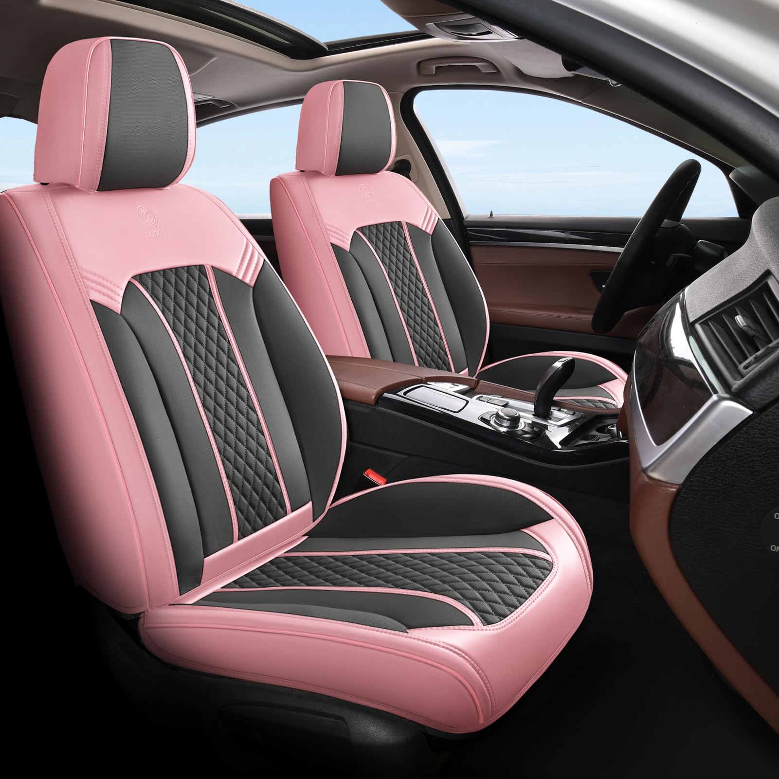 Doogo Seat Covers, Car Seat Covers, Breathable Front Seat Covers, Universal Non-Slip Seat Cushion Pink Automotive Seat Covers Accessories for SUV Sedan Truck Truck-Pink/Gary