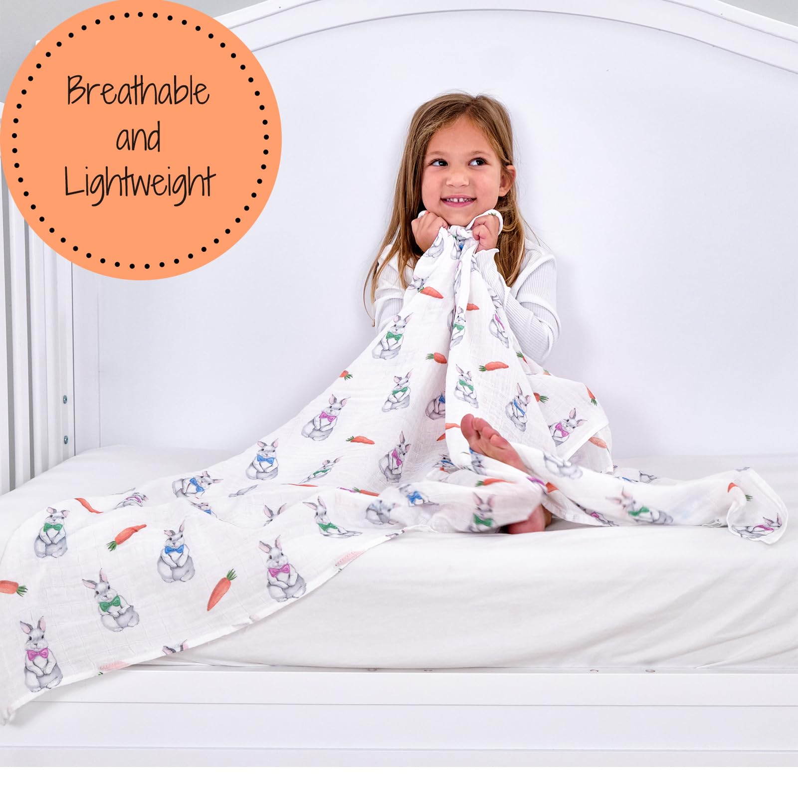 LollyBanks Muslin Swaddle Blankets, 100% Organic Cotton Swaddle Blanket