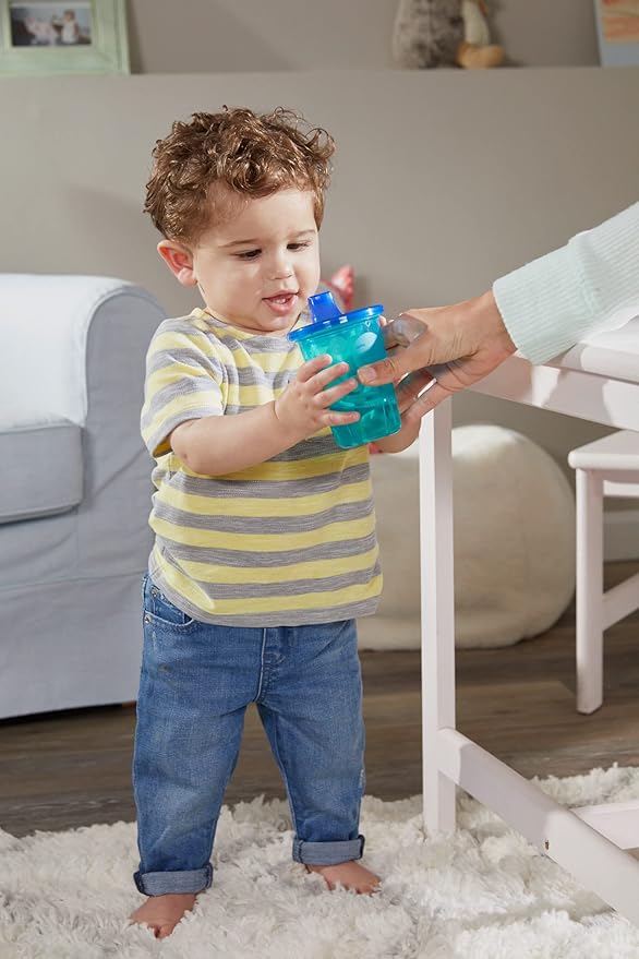 Take & Toss Toddler Sippy Cups - Multicolored Toddler Cups with Lids - Toddler Sippy Cups and Party Supplies - Baby Feeding Essentials - 10 Oz - 4 Count