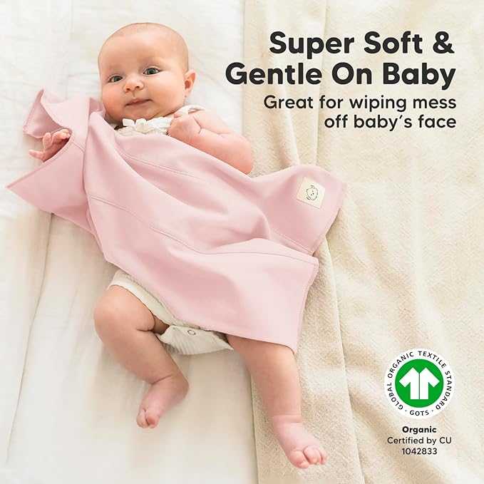 Organic Burp Cloths Baby Boy, Girl - 6-Pack Large Cotton Burping Cloths for Babies, Spit Up Rags, Super Absorbent, Ultra Soft Newborn Rag, Gender Neutral, Machine Washable, Durable (Embrace)