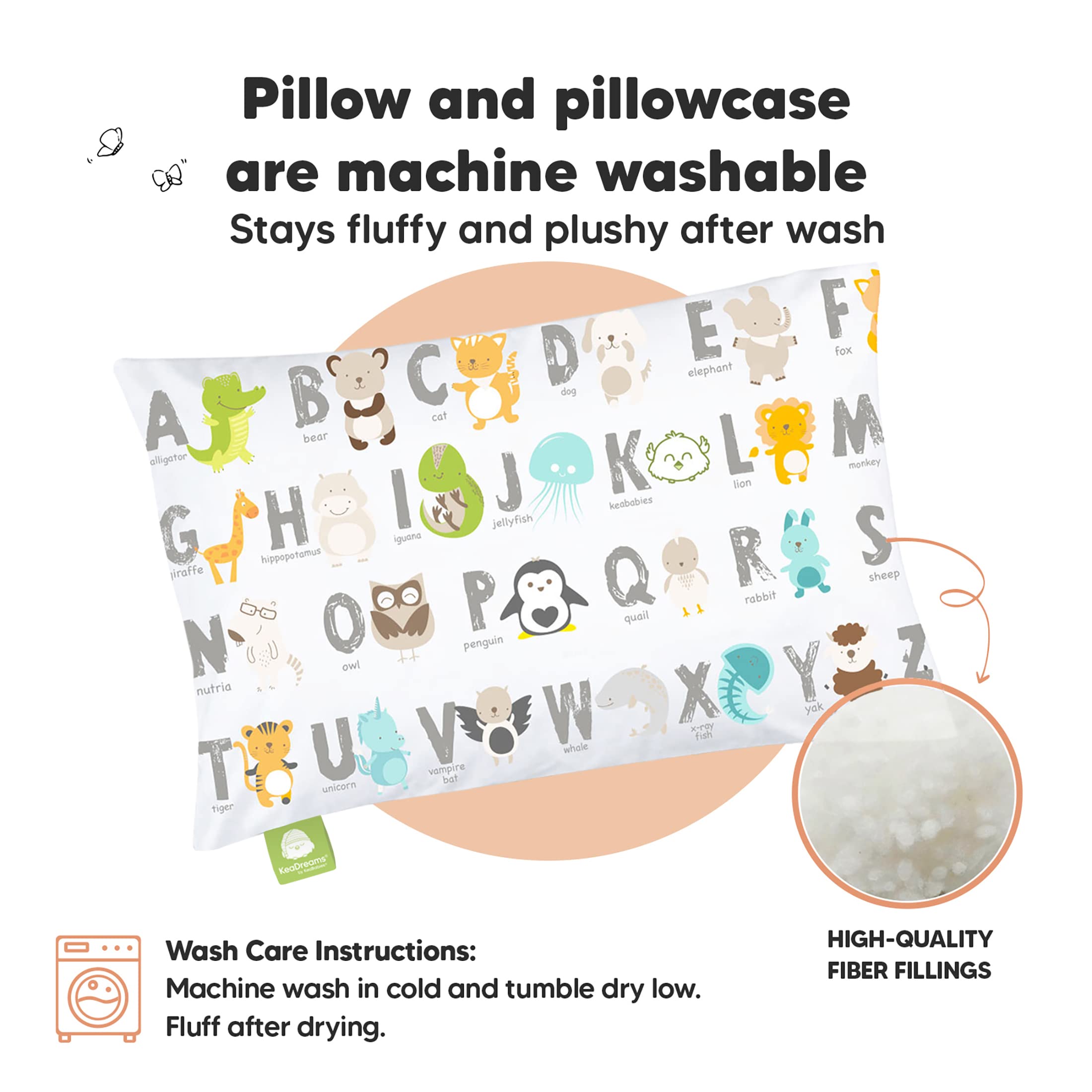 Toddler Pillow with Pillowcase, 13x18 My Little Dreamy Pillow (KeaABC)