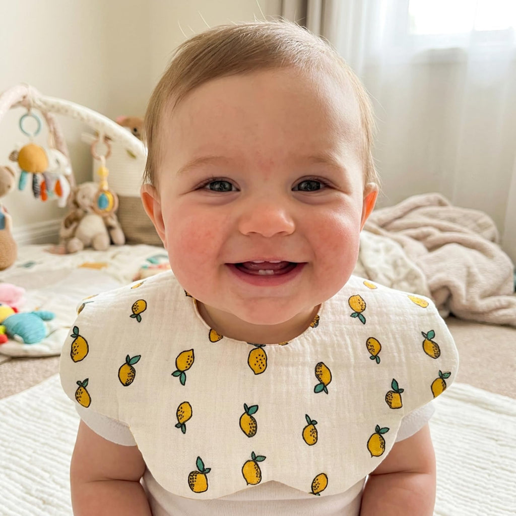 DOSMINE Organic Cotton Muslin Baby Bibs Waterproof Reversible Drool Bibs