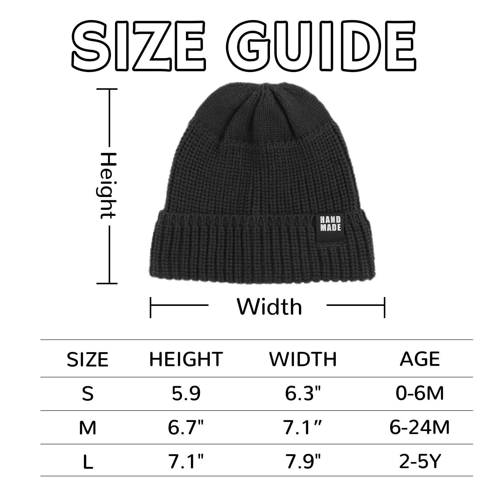 JANGANNSA Simple Knitted Baby Beanie Hip-Hop Boys Winter Hat Toddler Kids Bonnet for Girls 0-5Y (Black, M)