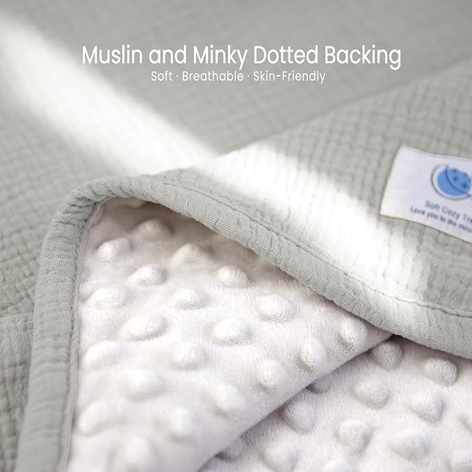 lulumoon Baby Blanket for Newborn Receiving: Minky Dot & Muslin Lightweight - Thermal Blanket Gift for Baby Shower & Hospital Welcoming 30"x40"（Gray）