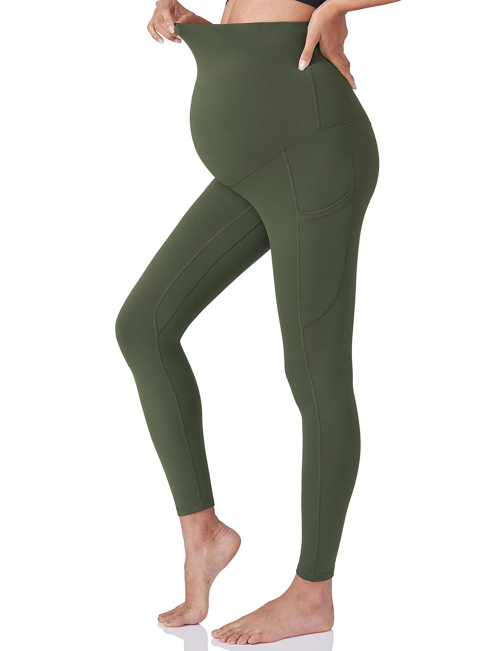 POSHDIVAH 3 Pack Women's Maternity Leggings, Black Grey Green XX-Large