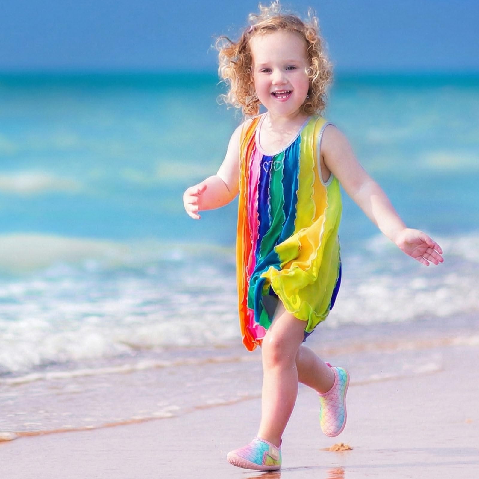 Water Shoes for Toddler Kids Boys Girls Aqua Socks Barefoot for Beach Sports Swim Blue Pink Scale 12-18 Months