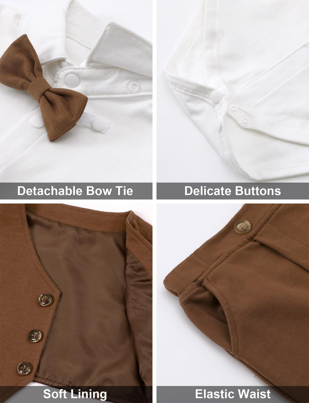 Baby Boys Thanksgiving Outfit Dress Easter Tan Fall Suit Brown 6-9 Months