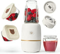 Bubble Blender, Baby Food Maker & Puree Blender with 2 Borosilicate Glass Cups, Compact Baby Bullet for Smoothies, Hands-Free One-Touch, 200W Motor, Cream