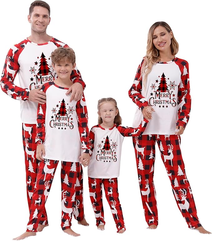 Awoscut Family Christmas Pajamas Matching Pajamas for Family, Xmas PJs Sets Holiday Sleepwear