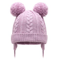 Duoyeree Toddler Winter Hat, Earflap Double Pom Pom Knit Beanie 0-36M