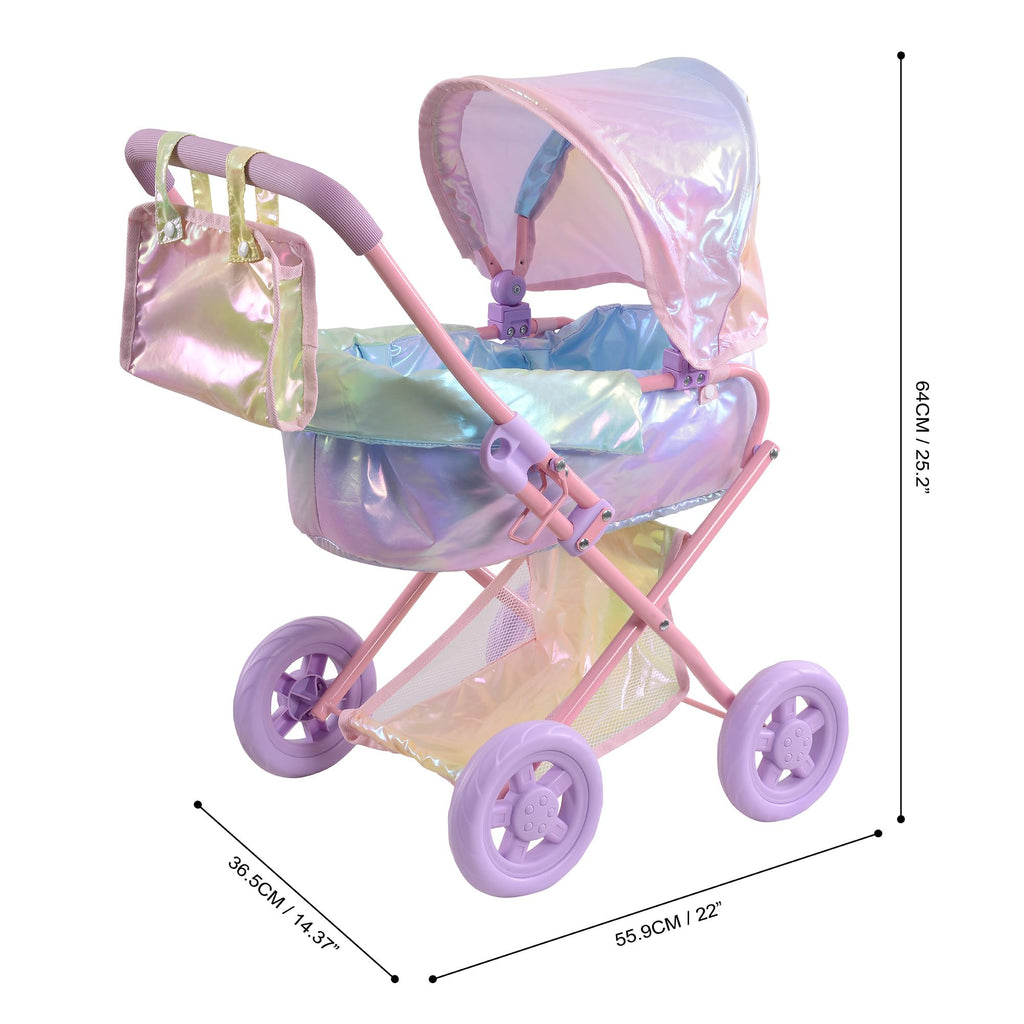 Olivia's Little World Baby Doll Stroller, 2-in-1, Age 3+, Iridescent