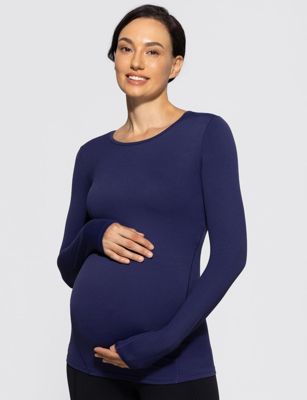 POSHDIVAH Maternity Crew Neck T Shirts for Women Navy X-Large