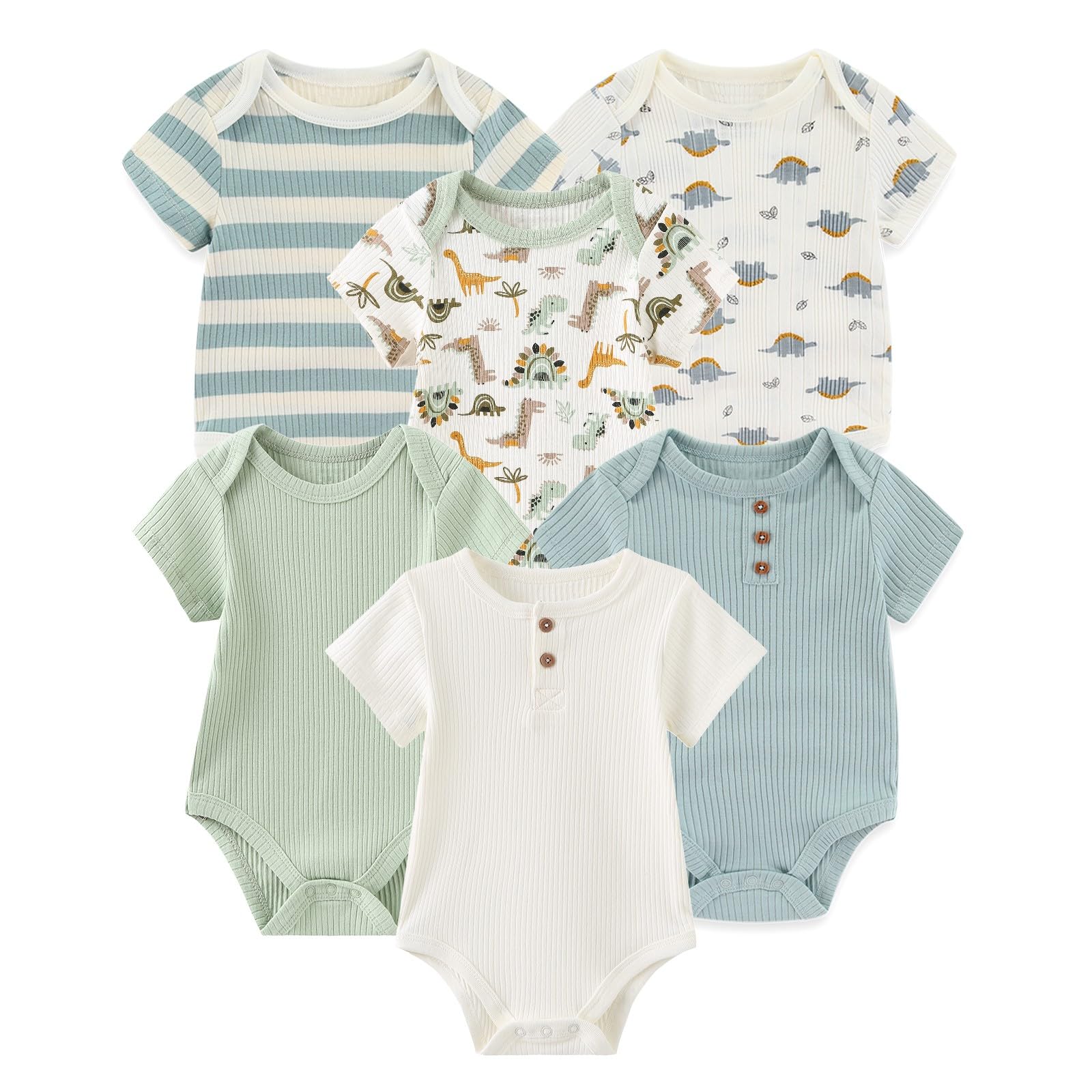 JELYLOVE 6 Pack Short Sleeve Baby Boy Girl Bodysuits New born Clothing