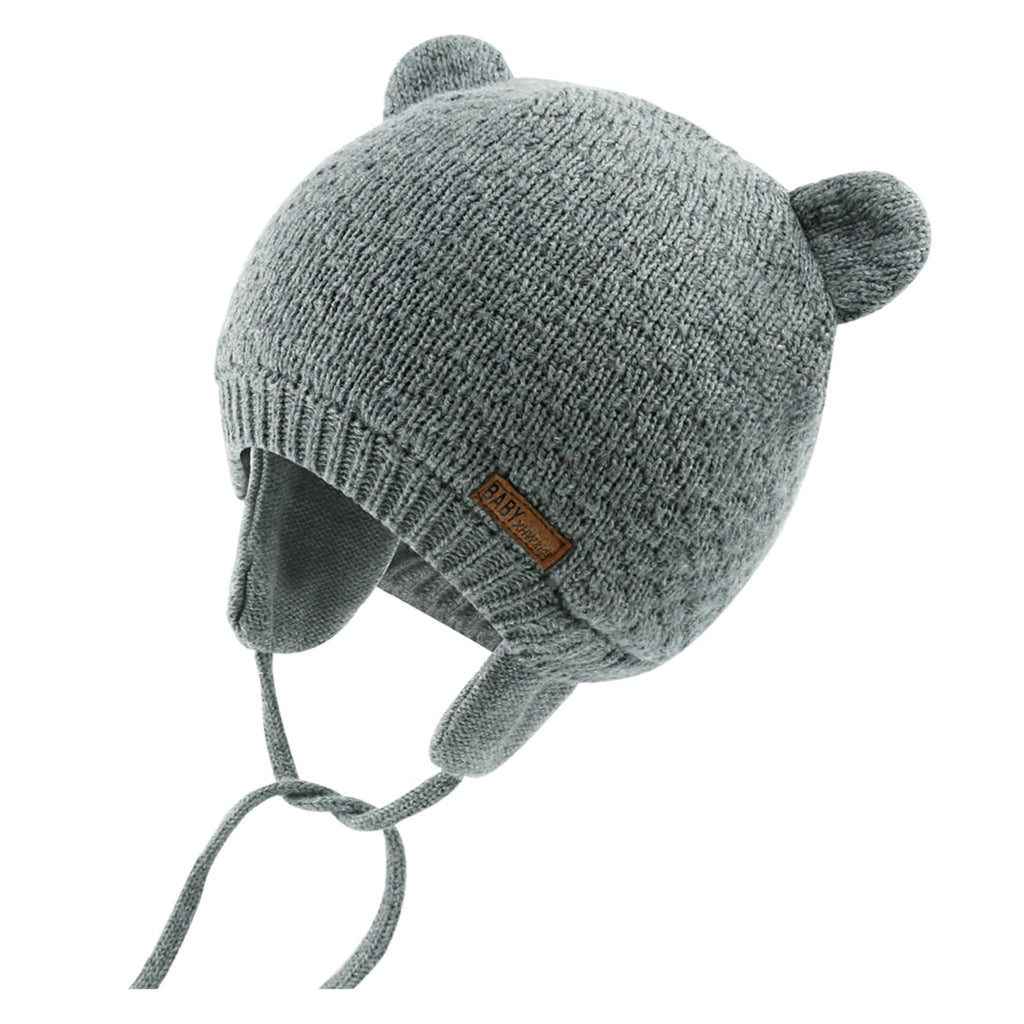 XIAOHAWANG Baby Hat Cute Bear Toddler Earflap Beanie Warm for Fall Winter (2-3 Years, A-Grey 1)