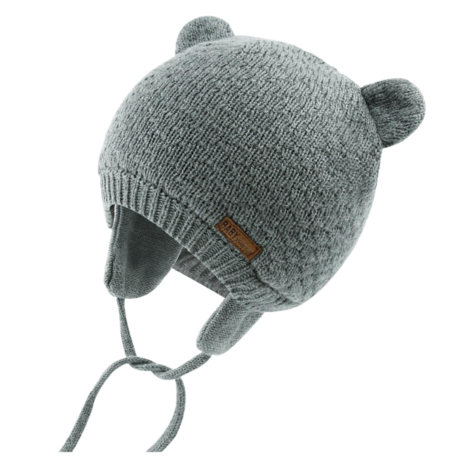 XIAOHAWANG Baby Hat Cute Bear Toddler Earflap Beanie Warm for Fall Winter (2-3 Years, A-Grey 1)