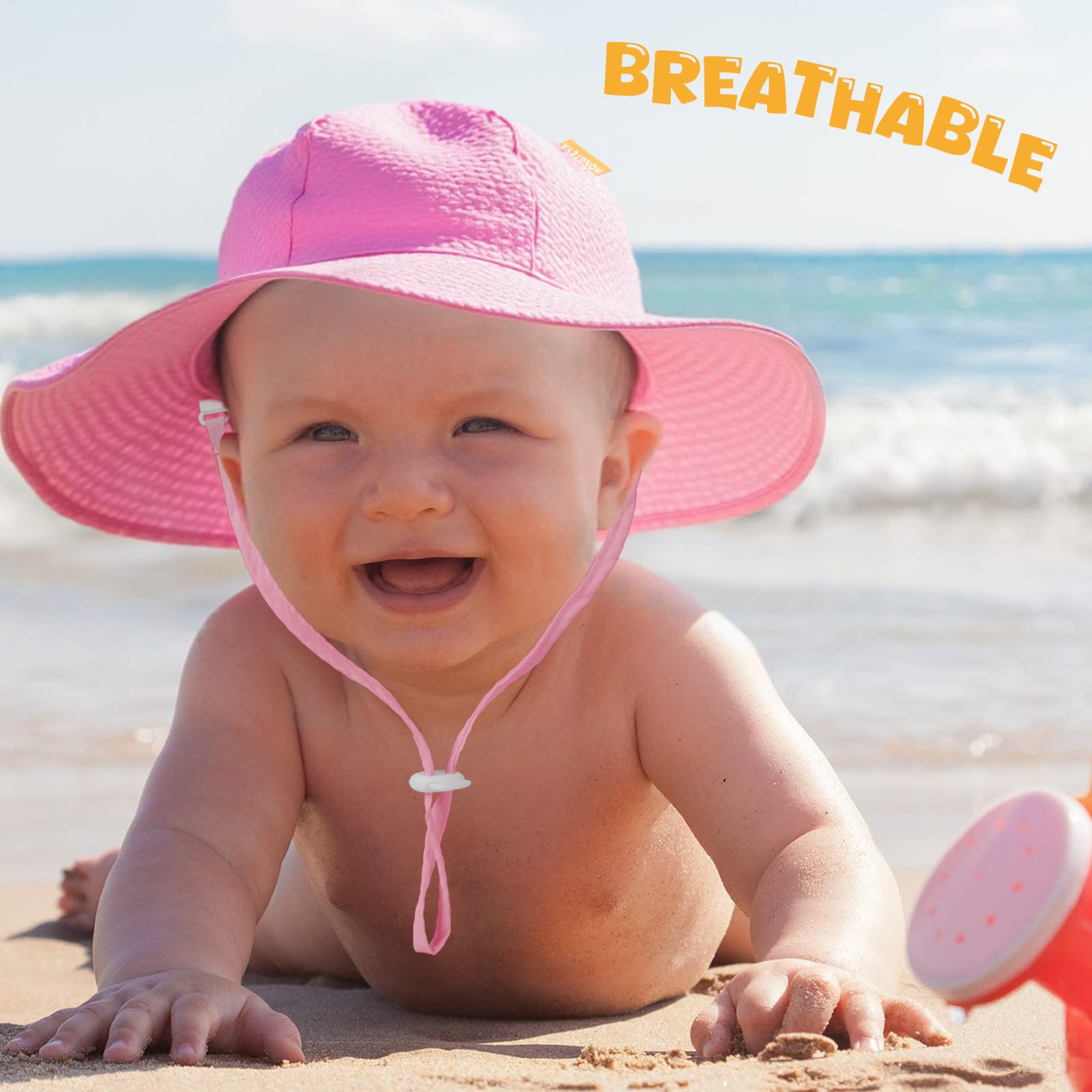 Baby Sun Hat Toddler Girl Beach Hat Adjustable Outdoor Summer Hat UPF 50+ Sun Protection Wide Brim Infant Kids (US, Age, 0 Months, 6 Months, Rose)