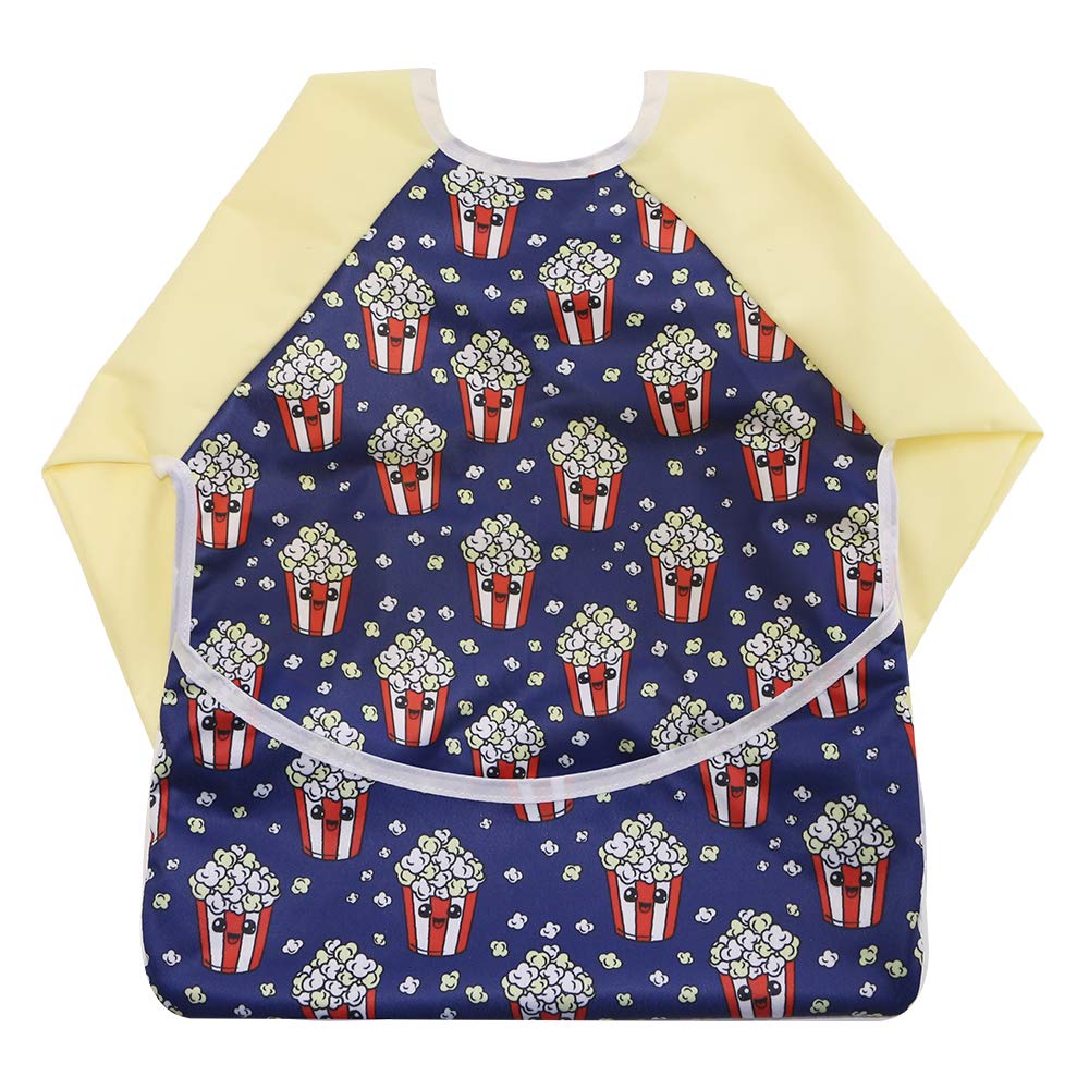 Hi Sprout Infant Toddler Baby Waterproof Sleeved Bib, Bib with Sleeves&Pocket, 6-24 Months (Zebra)