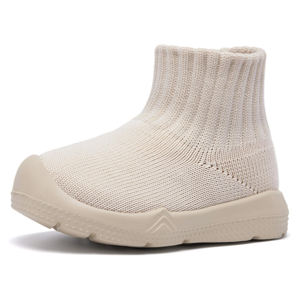 MORENDL Toddler Sock Shoes Baby Walking Shoes Infant Slippers Boys & Girls Non-Slip Sneakers Creamy White