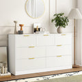 Sscaktu 7 Drawer Fluted Dresser with Deep Drawers for Bedroom, White丨55 Wide Mid Century Dresser, Modern Chest of Drawers, Wood TV Stand Storage Organizer for Closet, Living Room, Hallway
