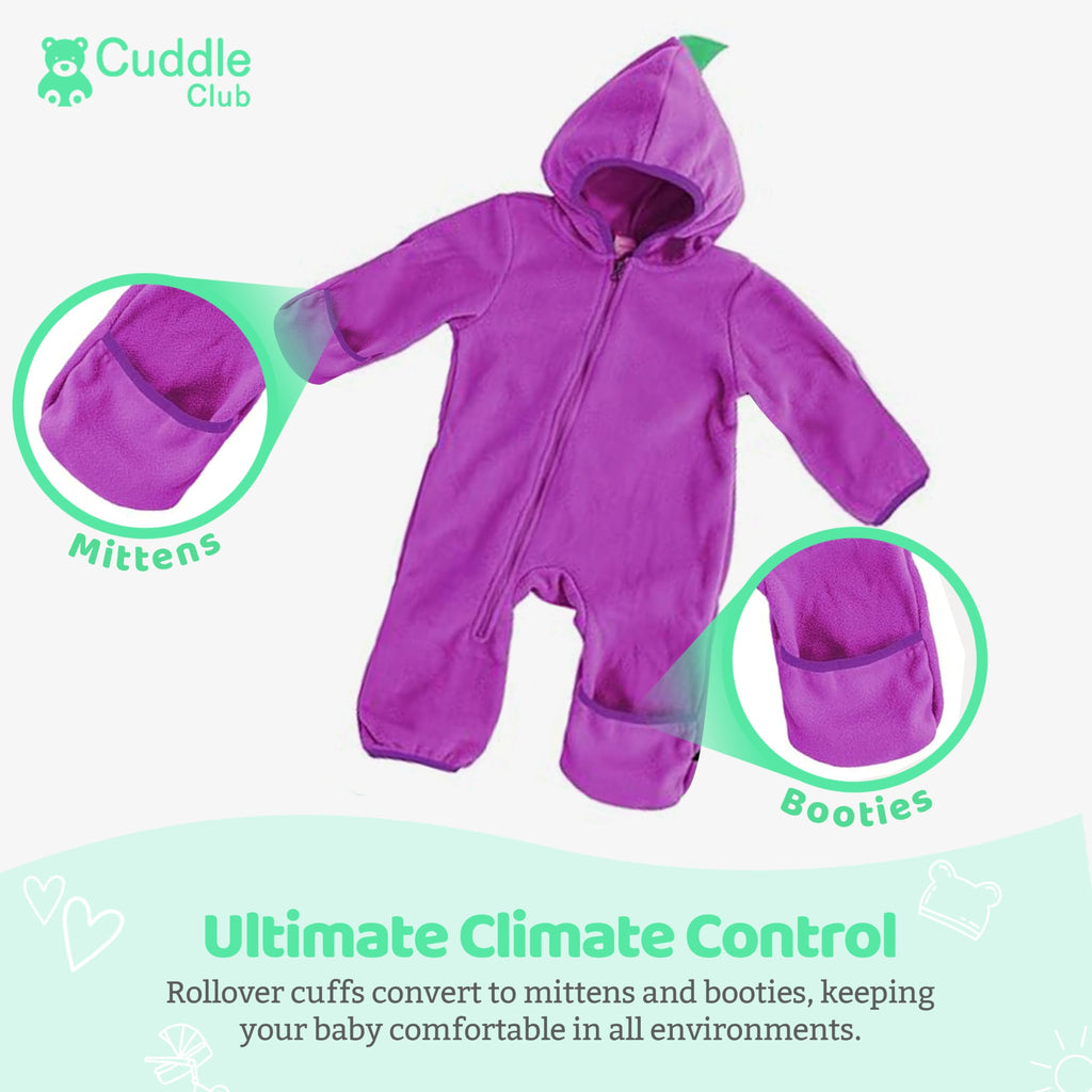 Cuddle Club Fleece Baby Bunting Bodysuit – Infant One Piece Kids Hooded Romper Outerwear Toddler Jacket