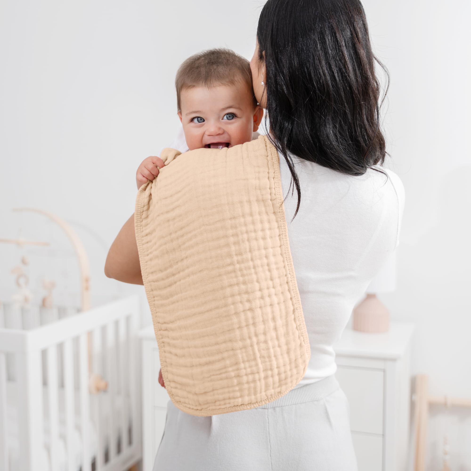 Comfy Cubs Muslin Burp Cloths 20x10" 10 Pack, Baby Burp Cloths - Cream