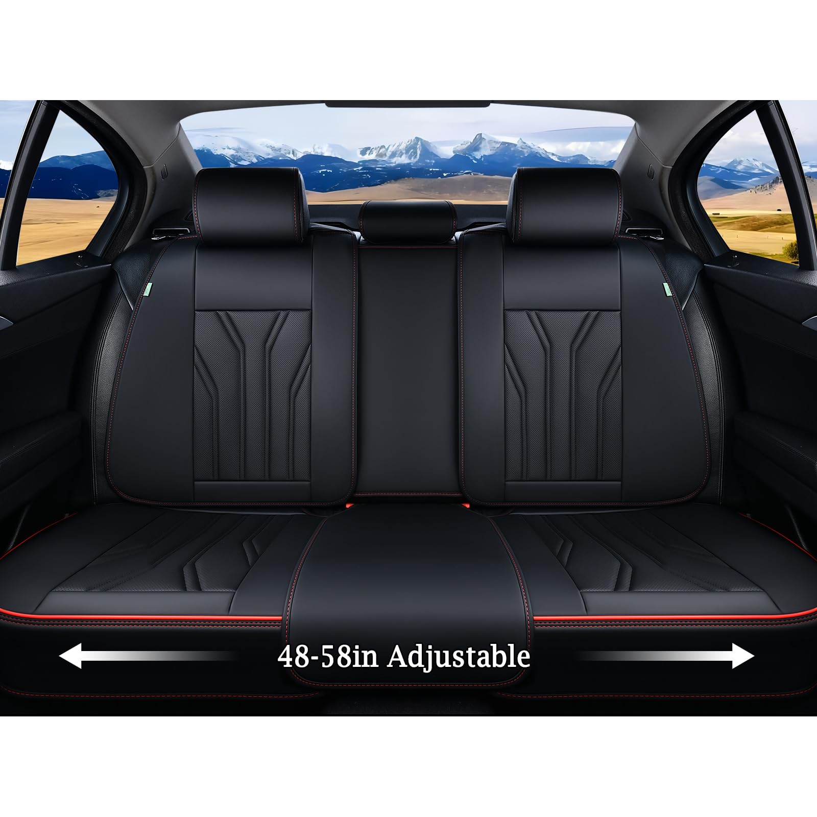 FLORICH Leather Seat Covers, Seat Covers Full Set, Car Seat Protectors 5 Seats, Automotive Seat Covers Fit for Most Cars Trucks SUV-Black&Red Line